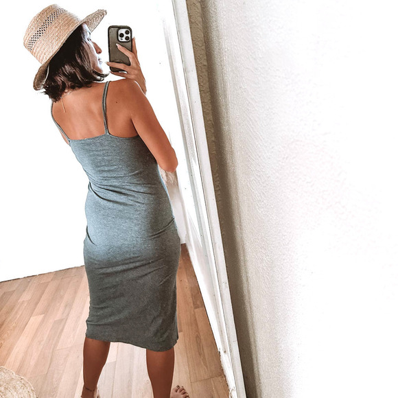 Skin Organic Cotton Slip Dress Dark Gray Size 0 - Picture 2 of 11